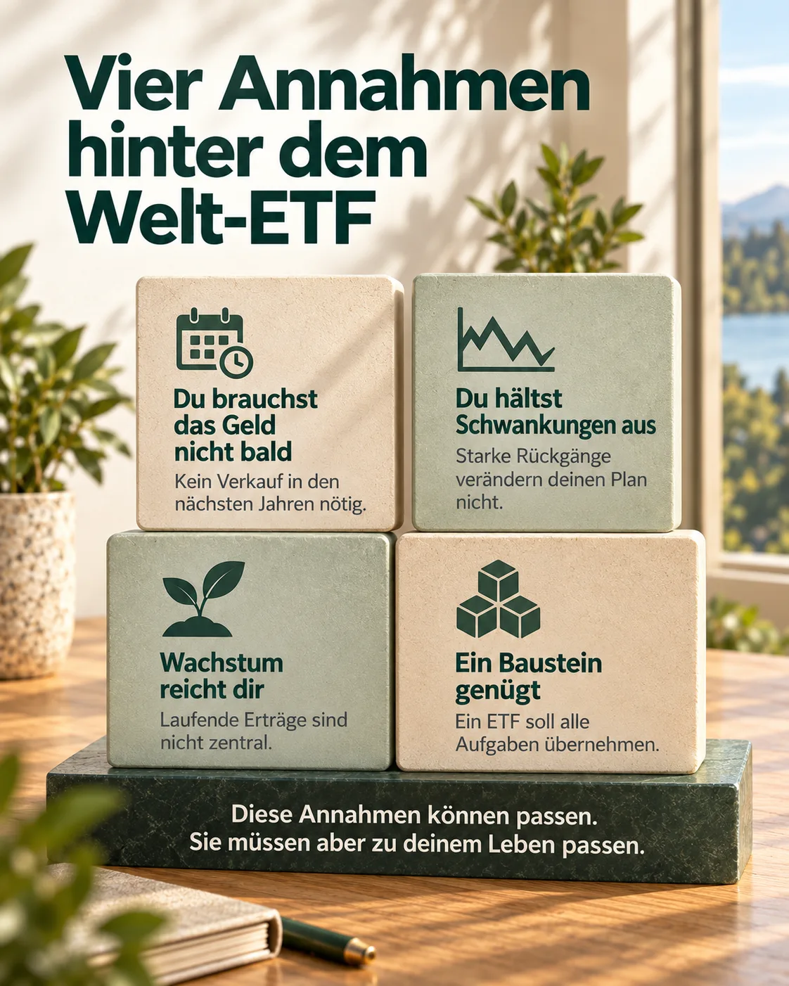 Vier Annahmen, die ein reines Welt-ETF-Depot stillschweigend voraussetzt